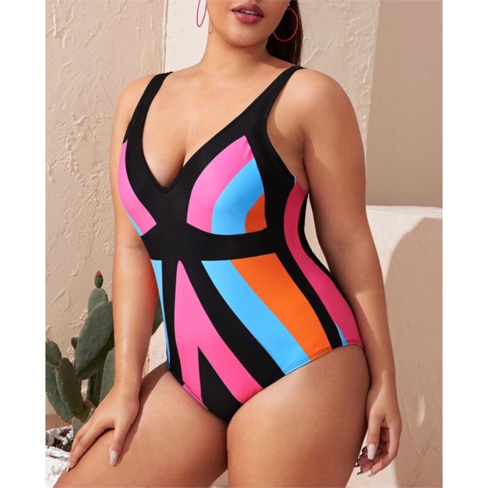 Shein color block one piece swimsuit